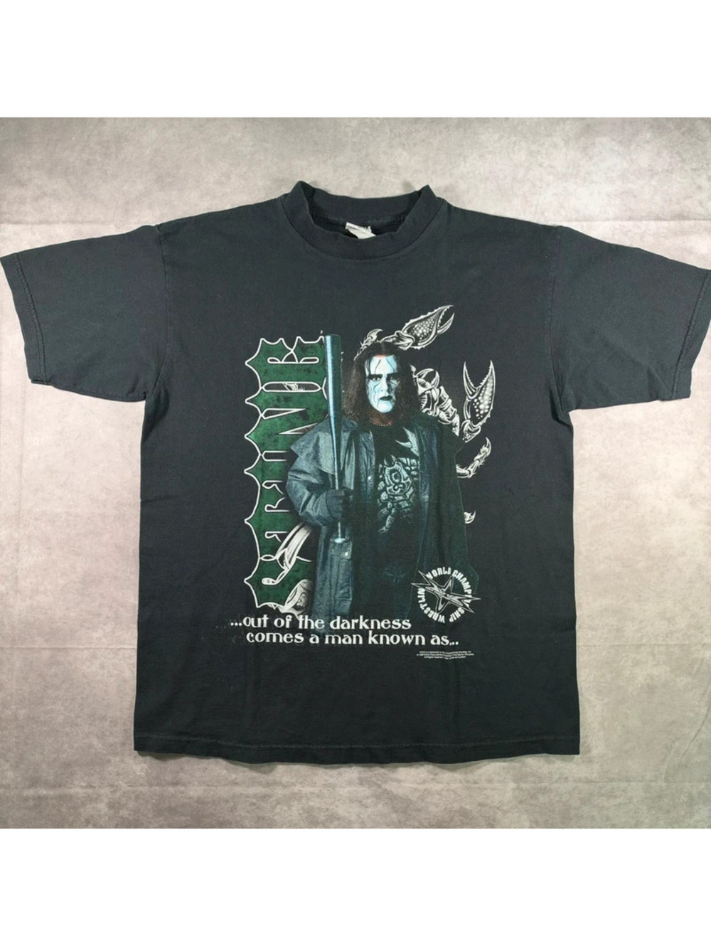 Vintage 1999 WCW Sting Wrestling T-Shirt Black Mens Size XL